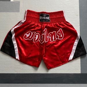 Red Satin Revgear Muay Thai Shorts
